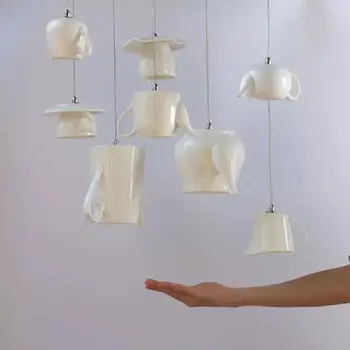 Nórdicos lineal lámpara colgante de cerámica Led Nórdicos taza tetera de diseño de la lámpara de la Sala de estar dormitorio Casa Loft Decoración de la cocina colgante luces