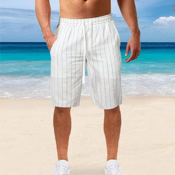Ropa de cama de algodón de la Playa de Troncos de Elastic pantalones Cortos de verano suelto Transpirable Cortos para hombres cordel de ropa de playa Pantalones cortos 2023