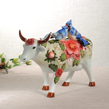 Cerámica Creativa Vaca Toro Figuras, Manualidades De Decoración De La Sala, Aves, Ganado De Porcelana Figuras De Animales, Decoración De La Oficina
