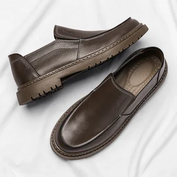 Genuina de los hombres Leather Oxford Cómodos Zapatos de Vestir Originales de Deslizamiento Formal, Casual de Negocios Daily Derby Zapatos para hombres