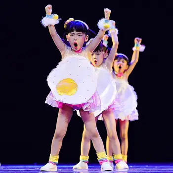 Los niños del traje de la etapa los niños de loto del estilo de baile de disfraces Pengpeng falda lindo Día del Año Nuevo, el rendimiento de los niños de disfraces