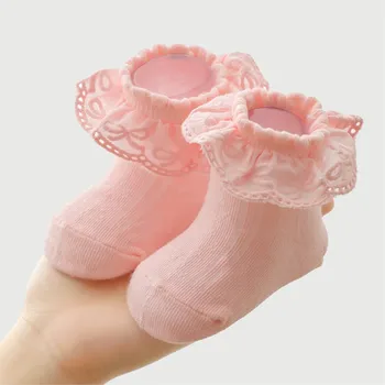 Calcetines de bebé de encaje de las medias de primavera otoño chica del calcetín de bebé de la princesa de la danza calcetines recién nacido accesorios para niña sokken