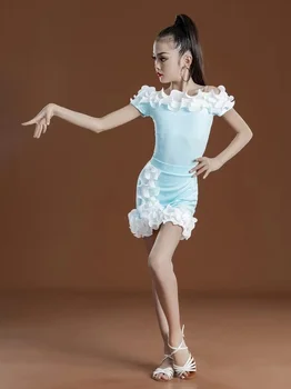 Baile latino Vestido de las Niñas de Verano Nuevo Grado Examen de Competencia de los Niños de la División de Moda de Rendimiento de la chica de vestuario