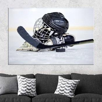Moderno Palo de Hockey sobre Hielo, Pintura en tela, Deporte de Invierno, Carteles y Grabados Jugador de Hockey Arte de la Pared para la Sala de estar Decoración para el Hogar