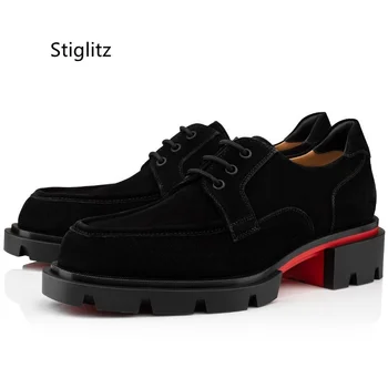 Vaca negro de Gamuza de los Hombres Zapatos de cordones de Negocios Casual Zapatos Cómodos Transpirable de Lujo de los Hombres de Trabajo Social Zapatos Calzado Masculino