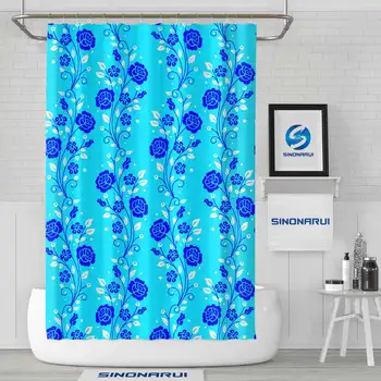 Sinonarui Flor Azul, Diseño Impermeable Ecológico De Poliéster De La Tela De Las Cortinas De Ducha Para Baño Decorar