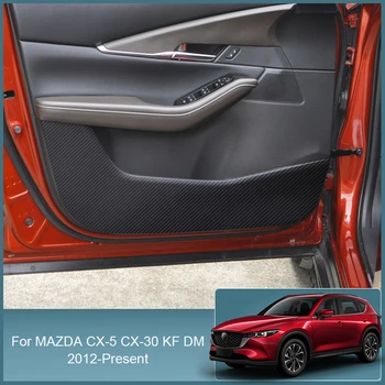 4PCS Para Mazda CX-5 CX-30 KF DM 2012-2025 Puerta del Coche Anti Kick Pad de Cuero de Protección Film Protector de Pegatinas de Carbono Accesorios