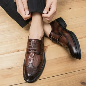 Zapatos de los hombres de Primavera Británico Casual de Papá Zapatos de Negocios Formal, Desgaste de los Zapatos de la Boda de Fondo Suave de Cuero de los Hombres Zapatos de los Hombres Jóvenes