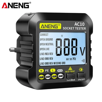 ANENG AC10 Digital toma de Tester Hogar Plug Detector de Polaridad de la Fase de Verificación Voltímetro Multi-función Electroscopio Prueba de Voltaje de