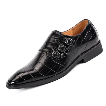 Mens Hebilla del Dedo del pie Cuadrado Vestido de la Oficina de Pisos de los Hombres de Moda de Boda de Fiesta de Oxford, de la UE Tamaño 37-48 de los Hombres de Negocios Casual Zapatos de Cuero
