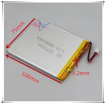 XHR-2P 2.54 3.7 V 3600mAh batería de polímero de litio 3275100