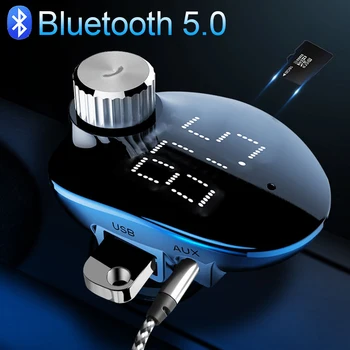 JINSERTA Handsfreee Bluetooth del Coche FM Transmisor Dual USB Cargador de Coche Reproductor de Mp3 de 3,5 mm de Salida de Audio AUX con TF, Disco de U
