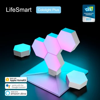 Youpin LifeSmart Cololight Plus LED Cuántica de la Luz Hexágono Paneles de Luz de BRICOLAJE, Iluminación Inteligente que Funciona con Apple HomeKit principal de Google