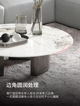 Italiano luz extravagante ronda de placa de roca de la mesa de café simples de la casa sala de estar minimalista Nórdico mesa de café