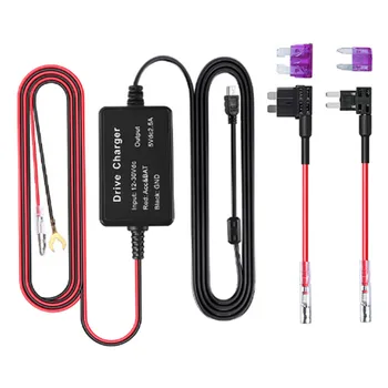 Dash Cam Cableado del Kit Adaptador USB 12V‑30V A 5V Coche Guión de la Cámara Cable de Alimentación para el Espejo de Cam