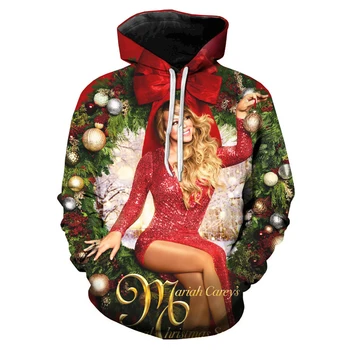 2023 de Navidad para Hombres Regalos de Mariah Carey Caliente Impreso en 3D Sudaderas con capucha de las Mujeres Ropa Casual de Manga Larga con Capucha Sudaderas Extragrandes