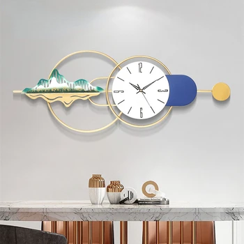 Luz Grande de Lujo de Reloj de Pared de Metal de Hierro de Arte de la Pared Relojes de pared Modernos Creativo Sofá de la Sala de Fondo Decoración de la Pared NUEVA