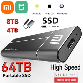 Xiaomi MIJIA Portable SSD de Alta Velocidad SSD de 1 tb, 2 TB, 4 tb de 16 tb de Disco Duro Externo USB Tipo-C Interfaz de Almacenamiento Masivo SSD para Portátiles