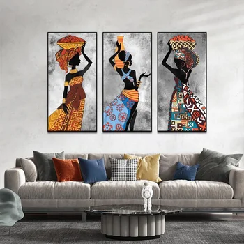 África Etnicos Tribales Arte De La Pintura Abstracta De Las Mujeres Negras De La Danza Cartel De La Impresión De La Lona De Pintura De La Casa Moderna Decoración De La Pared