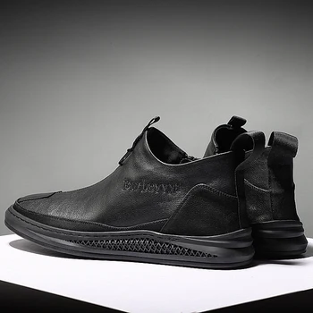 Casual Sneaker Zapatos De Hombres De La Moda Causal Para Sapatos De Deporte De Cuero Para Hombre De La Primavera Negra Y Zapatos De Hombre Hombre Zapatos
