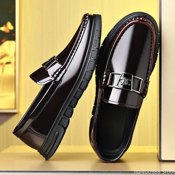 Alto Final de los Zapatos de los Hombres de Cuero Genuino Casual Zapatos Cómodos de Negocios de Ocio de Lujo Mocasines Fresco Slip-en los Zapatos de Cuero