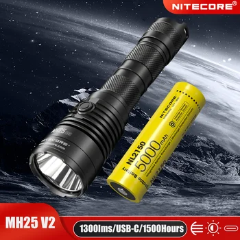 Original NITECORE MH25 V2 Linterna de LED de 1300Lumens USB-C Recargable Táctica de la Antorcha Con 21700 5000mAh de la Batería al aire libre de la Caza