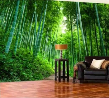 beibehang Personalizar fondo de pantalla en 3D Mural de la Moda Bosque de Bambú Pasarela de Madera que se Extiende Salón de TV de Fondo de papel de parede