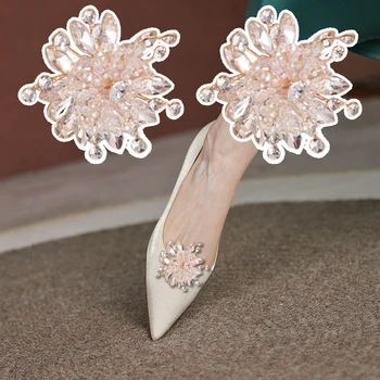1 Par Clásico de diamante de imitación de Clips de Zapatos de Novia de Tacón Alto Zapato de Adorno autoadhesivo Accesorios de Calzado para Damas Decoración