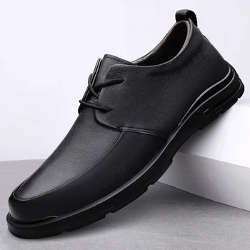 Los Hombres Transpirable Calzados Ligero Zapatillas De Deporte De Cuero Genuino Zapatos De Zapatos Para Caminar Suave De Alta Calidad De La Moda De Invierno Cálido Zapatos