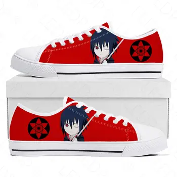 Sasuke Anime Ninja Parte Superior Baja Uchiha Sneakers Mens Womens Adolescente De La Lona De La Zapatilla De Deporte De Alta Calidad Casual Par De Zapatos De Zapatos Personalizados