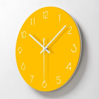 Diseño moderno Reloj de Pared 3D de la Sala de estar Decoración de Lujo Amarillo Reloj de Pared del Dormitorio de Silencio de los Relojes de Moda Reloj de la Cocina de Regalo
