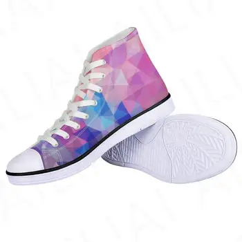 Patrón geométrico de la Mujer Zapatillas de deporte de los Pisos de la Impresión en 3D de las Señoras de Alta Cómoda Vulcanizar Zapatos Zapatos Hombre, Zapatos para Caminar
