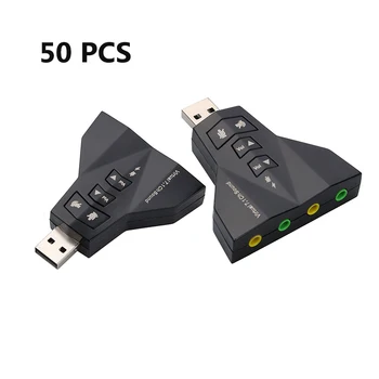50External USB Virtual 7.1 de Sonido 3D de Audio de la Tarjeta de adaptador de micrófono dual dual audio de salida de la interfaz independiente de la tarjeta de sonido para PC