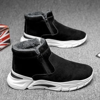 Fujeak Nuevo de Algodón Caliente Zapatos para Hombre Botas de Nieve antideslizante Botas de Tobillo de la Moda de Invierno de Hombre Zapatos de Zapatillas de deporte Casuales Zapato Ligero